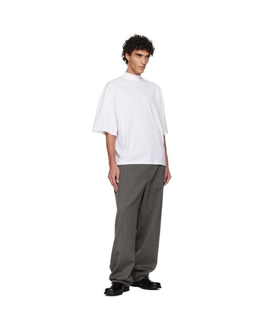Jil Sander White Cotton Mock-Neck T-Shirt for men