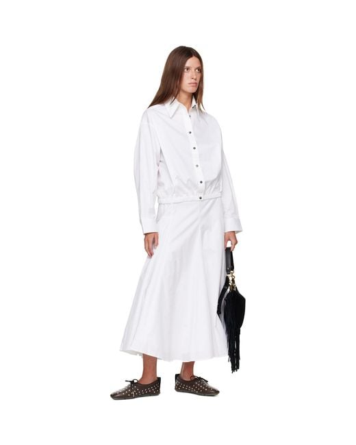 Cordera White Cotton Voluminous Midi Skirt