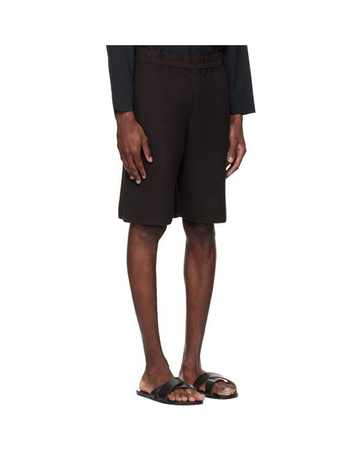 Homme Plissé Issey Miyake Black Rustic Knit Shorts for men