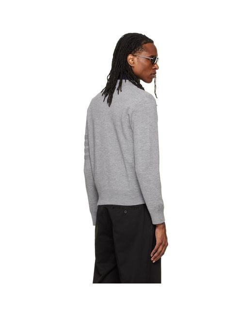 Thom Browne Gray Ottoman Milano Stitch 4-Bar Bomber Jacket for men