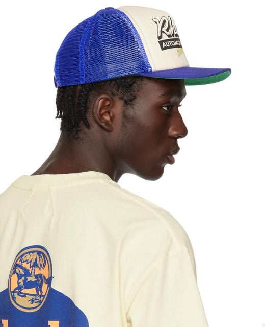 Rhude Brown Blue & Off-white Auto Racing Cap for men