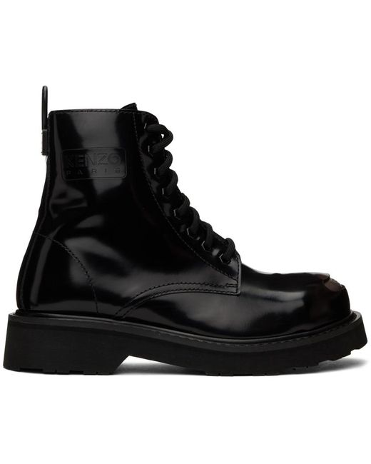 KENZO Black Smile Lace-up Boots for men