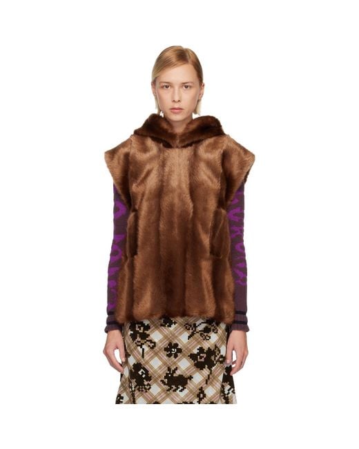 Anna Sui Black Ssense Exclusive Sleeveless Faux-Mink Hoodie