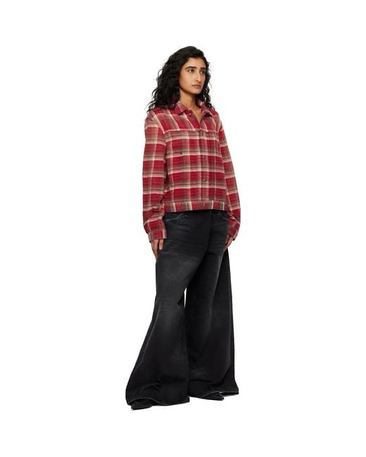 R13 Red Relaxed Pleated Trucker Jacket