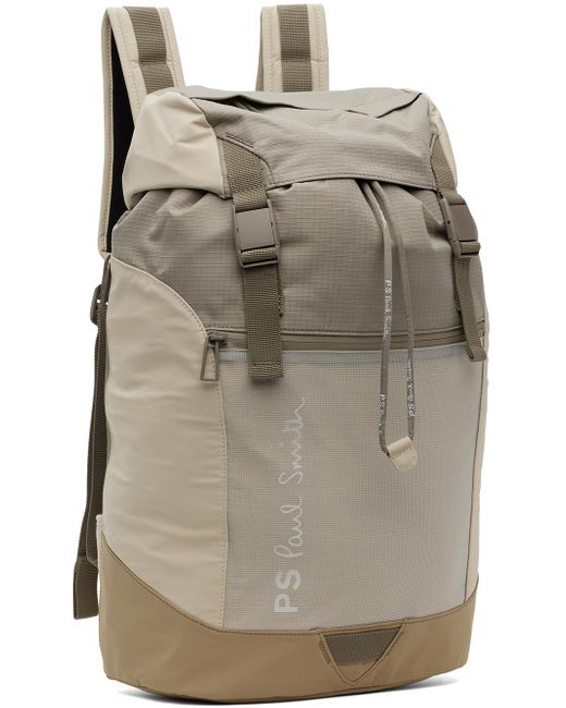 PS by Paul Smith Gray Beige Paneled Backpack for men