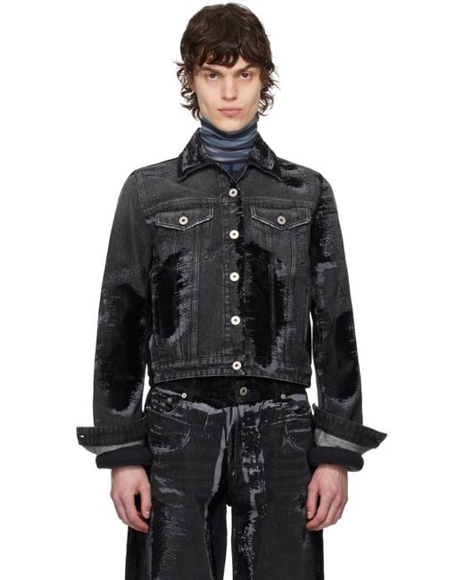 Jean Paul Gaultier 'The Flocked' Denim Jacket in Black for Men | Lyst