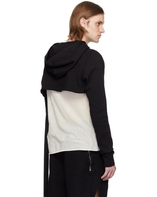 Rick Owens Black Hollywood Cropped Hoodie for men