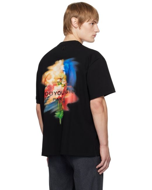 【Wooyoungmi】 Flower Print Back Logo T-Shirt BLACK/ 追跡付 Wooyoungmi Flower Print Back Logo T-Shirt Black - 23FW