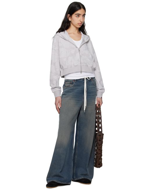 Pull À Capuche Écourté Gris À Glissière Et À Motif Camouflage En Jacquard A Bathing Ape en coloris White