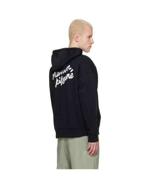 Maison Kitsuné Black Handwriting Oversize Hoodie for men