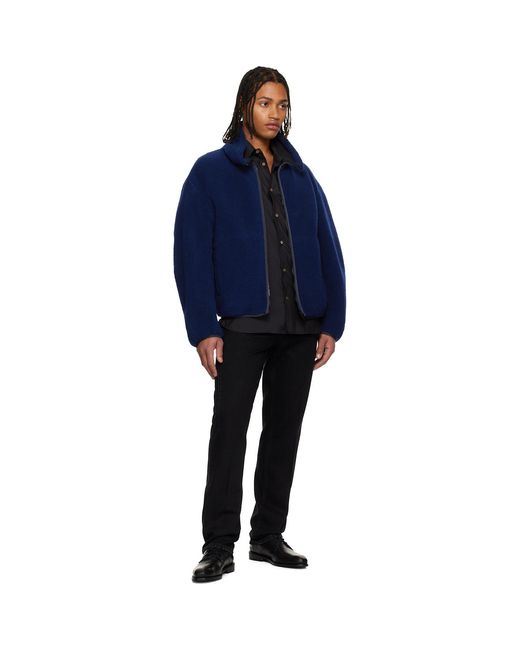 Givenchy Blue Wool Fleece Bomber Jacket for men