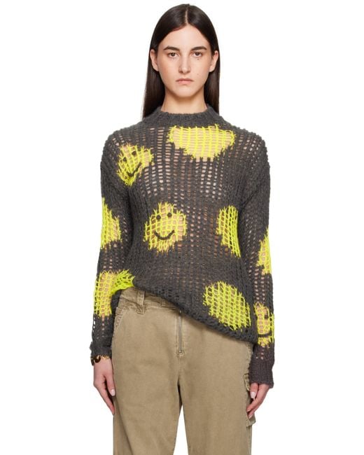 Acne Orange Embroidered Mohair Sweater