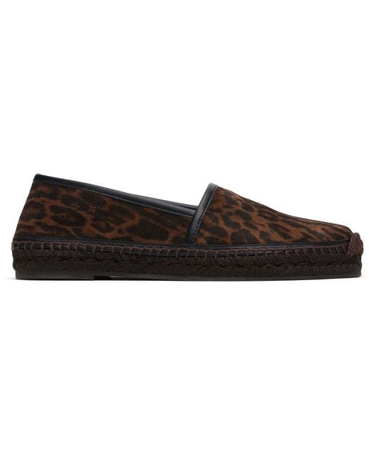 Tom Ford Black Ocelot Print Suede Smooth Calf Espadrilles