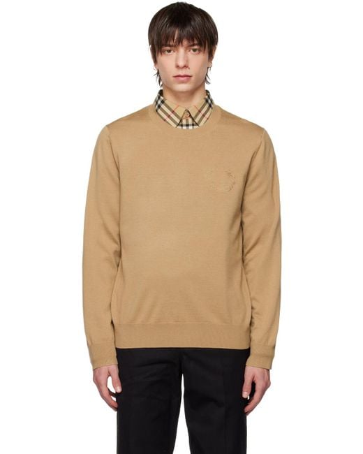 Burberry Black Tan Embroidered Sweater for men
