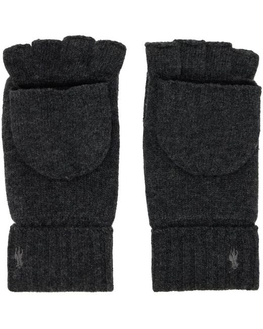 Polo Ralph Lauren Black Gray Convertible Gloves for men