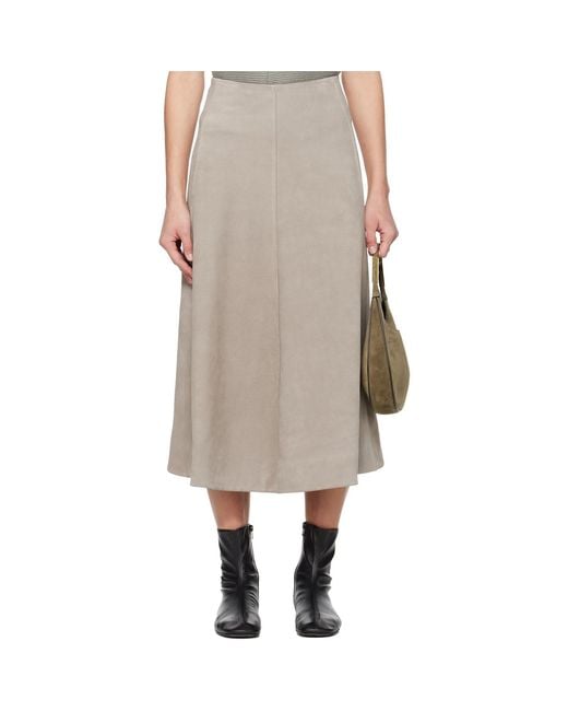 Rier Natural Crust Suede Midi Skirt