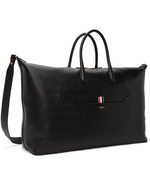 Thom Browne Black Pebble Grain Leather Soft Duffle Bag for Men | Lyst