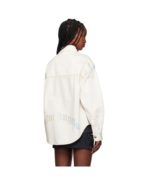 Palm Angels Black Off- Sunrise Palm Denim Overshirt