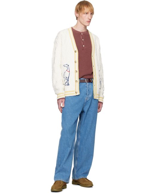 メンズ Drole de Monsieur オフホワイト 'Le Cardigan Médicis' カーディガン Blue