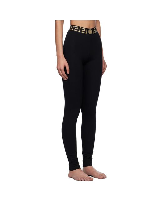 Versace Black Greca Border Leggings