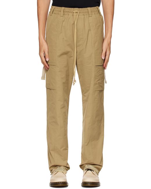 Song For The Mute Natural Tan Drawstring Cargo Pants for men