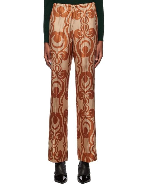 Dries Van Noten Multicolor Brown Printed Trousers