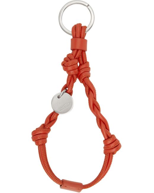 Jil Sander Red Orange Tangle Keychain for men