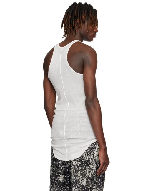 メンズ Rick Owens オフホワイト Hollywood Basic リブタンクトップ Black