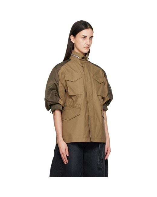 Sacai Brown Khaki Cotton Weather Jacket