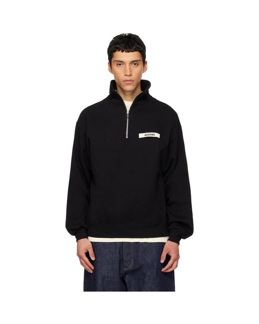 Jacquemus Black La Croisière 'The Gros Grain Zipped-Rollneck' Sweatshirt for men