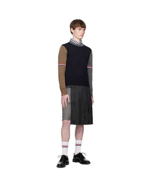 Thom Browne Black Fun Mix Jersey Relaxed Fit Merino Sweater for men