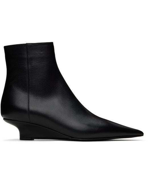 Totême  Black Sharp Leather Ankle Boots