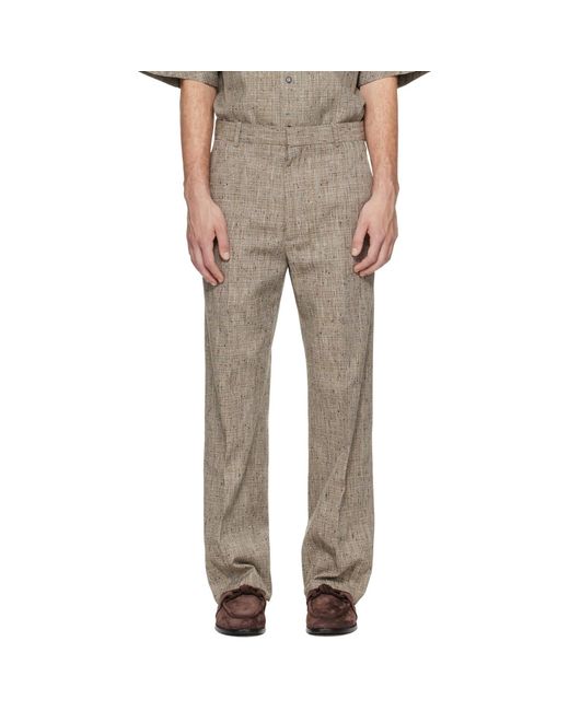 Bottega Veneta Natural Taupe Fleck Viscose Trousers for men