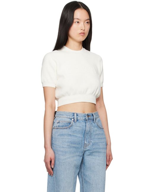 Alexander Wang Blue Off- Logo-Embossed Ribbed Chenille Top