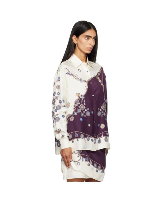 Versace Purple Printed Silk Twill Shirt