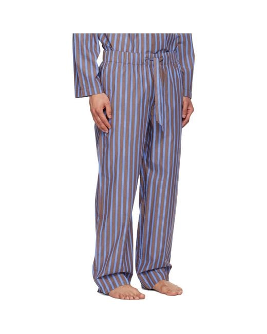 Tekla Blue Poplin Pyjama Shorts for men