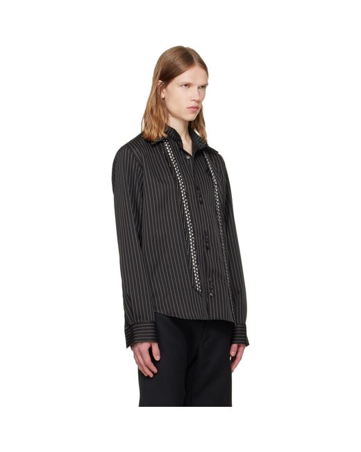 AV VATTEV Black Detachable Collar Scarf Shirt for men