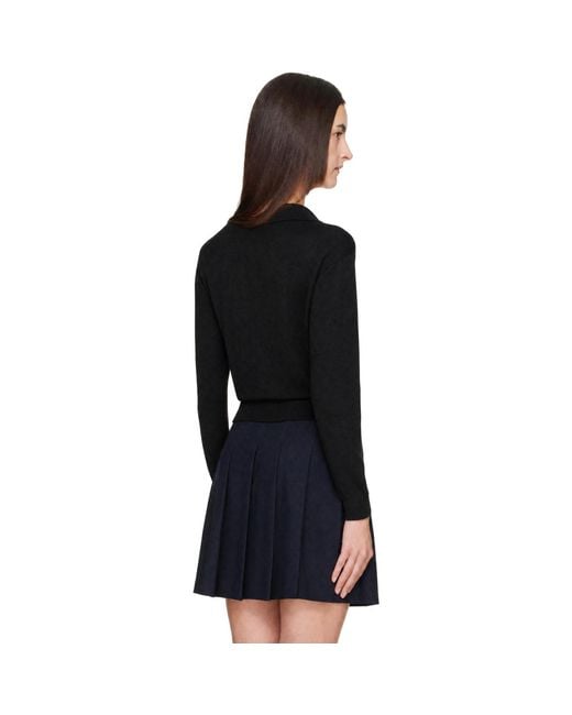 Maison Kitsuné Black Profile Fox Merino Relaxed Polo Cardigan