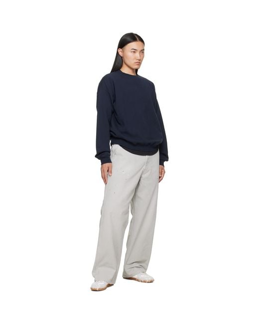 Maison Margiela Blue Double-Layer Cotton Sweatshirt for men