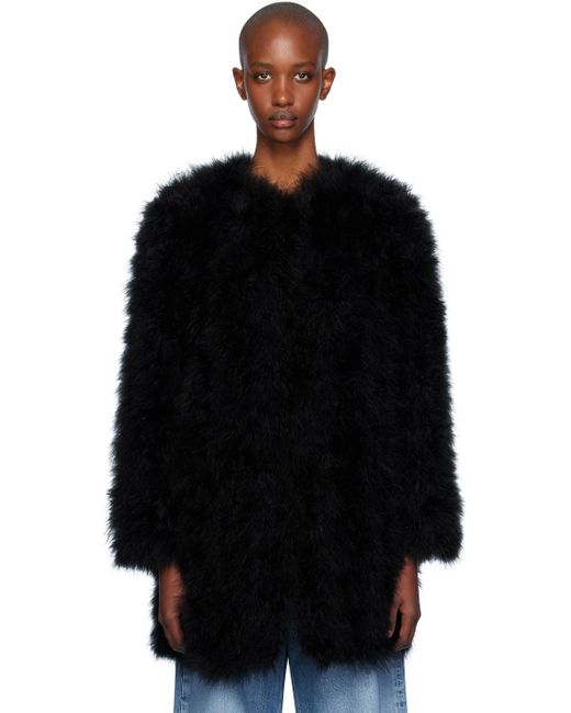 Yves Salomon Black Turkey Feather Hook Jacket
