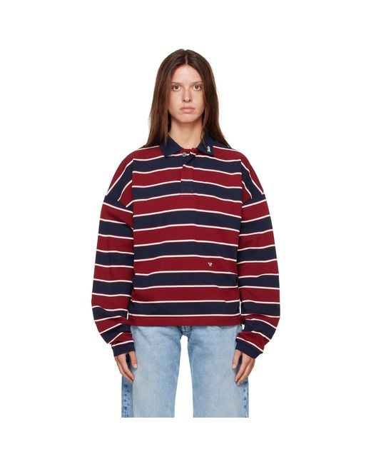 Rhude Red Burgundy & Fontaine Striped L/S Polo