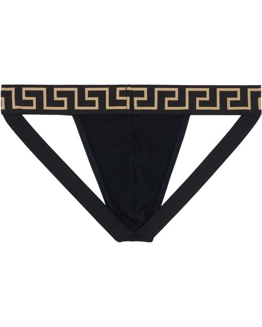Versace Black Cotton-Jersey Jockstrap for men
