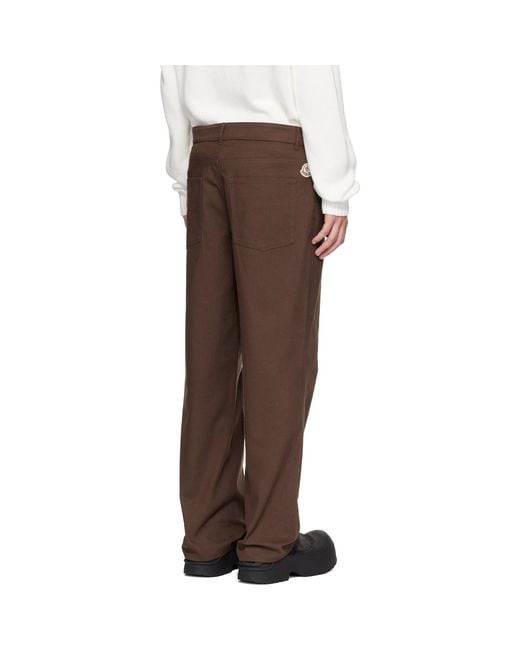 Moncler Brown Canvas Cargo Trousers for men