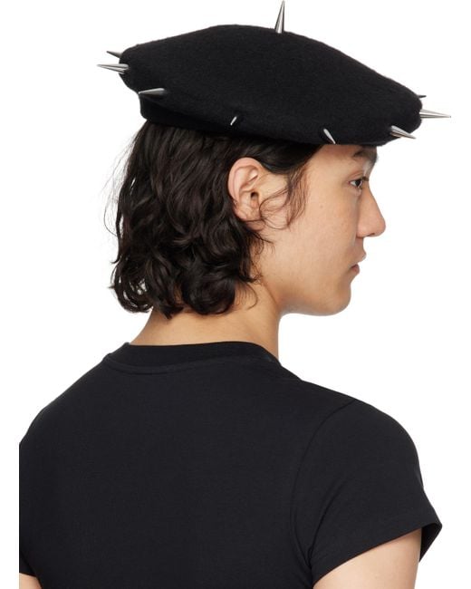 メンズ Charles Jeffrey ブラック Spikey ベレー帽 Black
