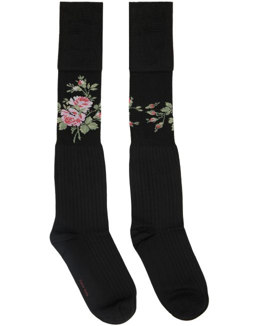 Simone Rocha Black Floral Socks