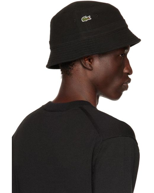 Lacoste Black Patch Bucket Hat for men