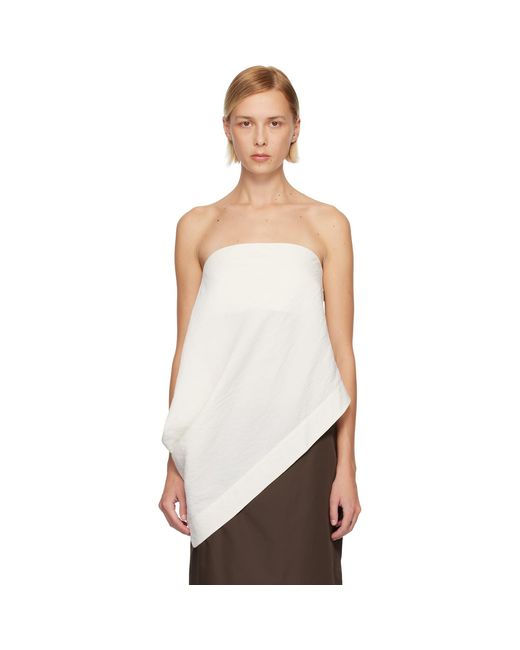 St. Agni White Off- Cloud Asymm Drape Top