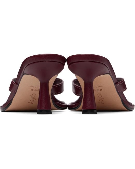 Aeyde Brown Burgundy Daphne Leather Thong Heeled Sandals