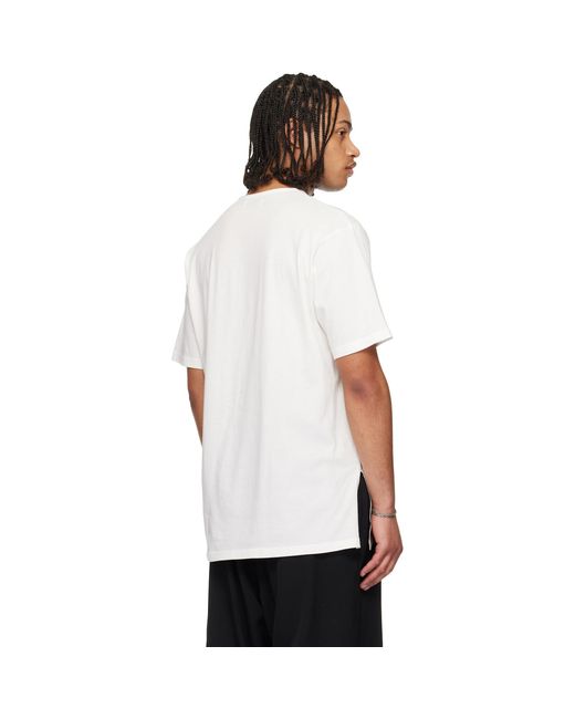 Yohji Yamamoto White Off- Short Sleeve Henley for men