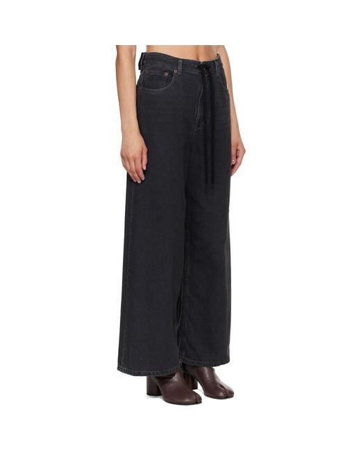 MM6 by Maison Margiela Black Drawstring Jeans